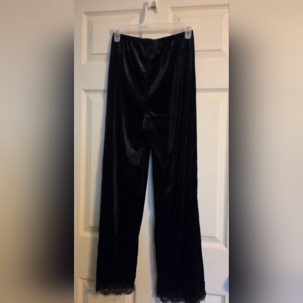 Boston Proper Wide Leg Velvet Pants With Lace Trim Size Small - Picture 5 of 10